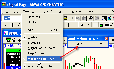 image of shortcut bar tools and labels